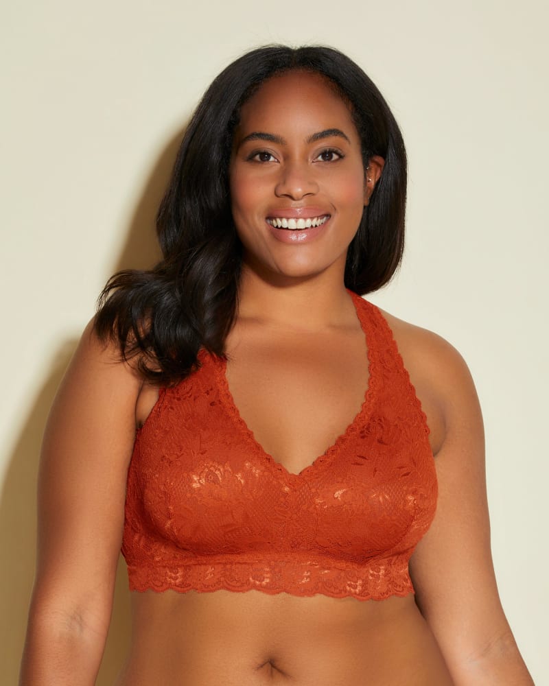 Front of a model wearing a size 1X Racie Racerback Bralette in Sahara by Cosabella. | dia_product_style_image_id:273739